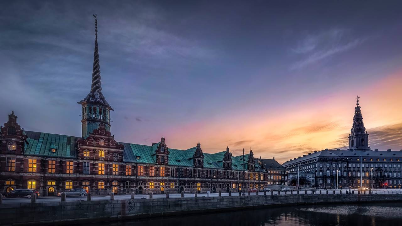 148645 copenhagen city denmark city hall dusk